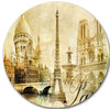 Old Beautiful Paris, Cityscape Digital Round Metal Wall Art, 11"