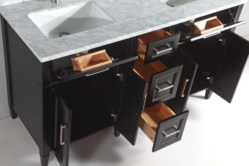 Vanity Set With Carrara Marble Top, 72" - Transitional - Bathroom ...