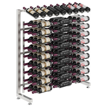 W Series Single Sided Island Display Rack 3PR (freestanding metal wine rack), Brushed Nickel, 90 Bottles (Base Unit)