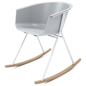 Olio Designs Tee Plastic Silver Frame Rocker in Cool Gray and Latte