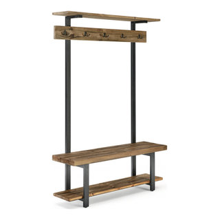 Durango Industrial Wood Coat Hook Entryway Shelf Dark Brown - Alaterre