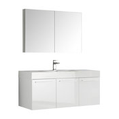Fresca Vista 48" White Wall Hung Modern Bathroom Vanity With Medicine Cabinet