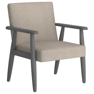 Mid-Century Modern Fabric Accent Chair, Beige