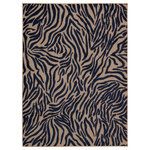 Nourison - Nourison Aloha Zebra Animal Print Indoor Outdoor Patio Rug, Navy, 4'x6' - Bold and exotic, this zebra-inspired design radiates a straightforward sophistication thanks to a contemporary two-tone color palette of navy-blue and ivory. This graphic indoor/outdoor rug brings jungle appeal to your patio, deck, or porch. Machine made from premium stain-resistant fibers for long wear, low maintenance, and a splendid texture.