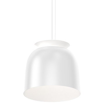 Belle Flare LED Bell Pendant, Satin White, Medium