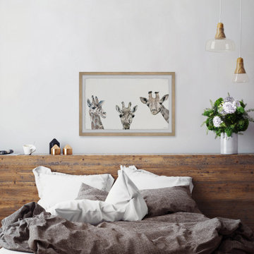 "Giraffe Poses" Framed Painting Print