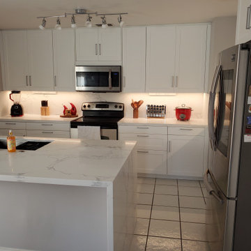 Transitional Kitchen Remodel Done in New White Cabinets