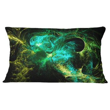 Wings of Angels Green in Black Abstract Throw Pillow, 12"x20"