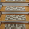 Beige Stair Tread Set of 13 Pcs 26in x 9in With Non Slip Pads