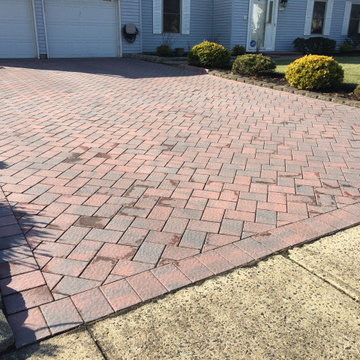 New paver Sidewalk for near stone Support columns