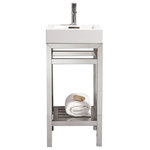 KubeBath - Cisco 16" Stainless Steel Console With Acrylic Sink, Chrome, Chrome - This elegant Console Vanity is compact in size and ideal for any small Bathroom or Powder Room. It's made of durable 16 Gage 316L Stainless Steel and comes with a Reinforced Acrylic Composite Sink w/ Matching Rectangular Chrome Overflow�cover.