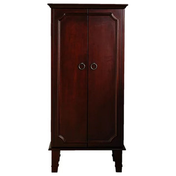 Traditional Jewelry Armoire, French Style Doors & Ample Organizing Space, Cherry