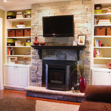 diane260's ideas for shelves @ fireplace