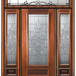 Prehung Sidelites-Transom Door 80 Mahogany Courtlandt 3/4 Lite - Front Doors