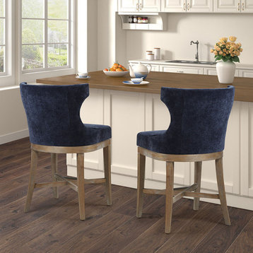 Madison Park Carson Counter Stool With Swivel Seat, Navy Blue