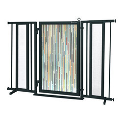 Fusion Gates - Fusion Gate with Modern Lines Design, Black, 52"-60" - Dog Gates