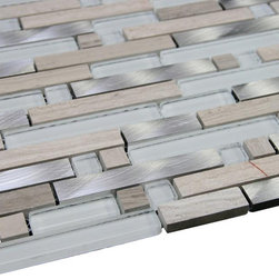 Glossy White & Beige Marble & Silver Aliminum Authentic Glass Mosaic Tiles Colle - Home Accessories & Decor