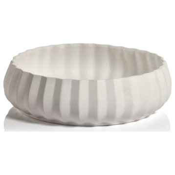 Chantria White Ceramic Bowl, 14"