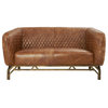 Crafters and Weavers Vincent Modern Sofa, Light Brown Leather, Love Seat