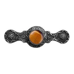Inviting Home Inc. - Victorian Pull, Antique-Style Pewter With Tiger Eye - Cabinet And Drawer Handle Pulls