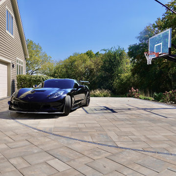Paver Driveway with Basketball Court