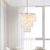 Sabina 4-Light Chandelier With Natural White Shell, Glossy Bronze Finish
