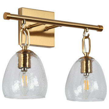 LNC 14" 2-Light Polished Gold Modern/Contemporary Vanity Light Bar