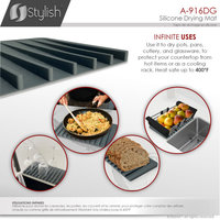 STYLISH Silicone Drying Mat and Trivet, Dark Gray