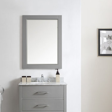 Florence Rectangular Bathroom/Vanity Framed Wall Mirror, Gray, 30"