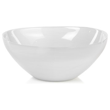 "Monte Carlo" 11.5" Diameter Large Glass Bowl, White Alabaster, Set of 2