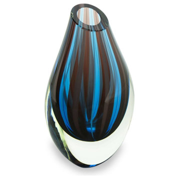 Novica Mystic Handblown Art Glass Vase