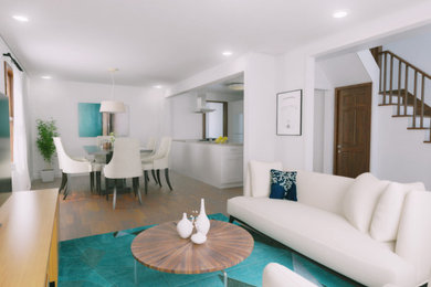 Modern open plan living, kitchen & dinning - 3d rendering