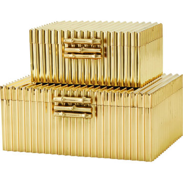 Corrugated Bamboo Box Rug - Shiny Brass, Large