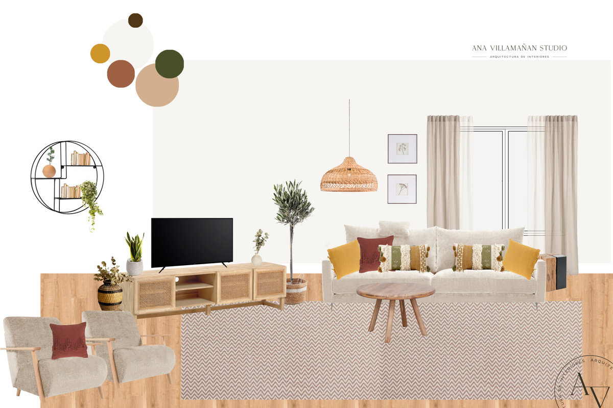 Salón reformado en refugio rural en Valencia de Don Juan, León