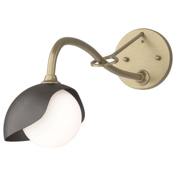 Brooklyn 1-Light Single Shade Sconce, Soft Gold, Oil Rubbed Bronze, Opal Glass
