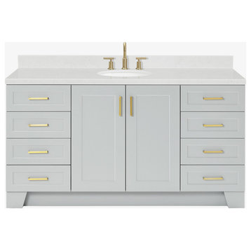 Ariel Taylor 66" Single Oval Sink Bathroom Vanity, Grey