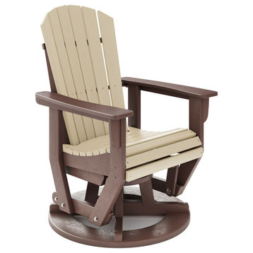Ocean View HDPE Swivel Glider Chair, Pecan Brown and Tybee Sand