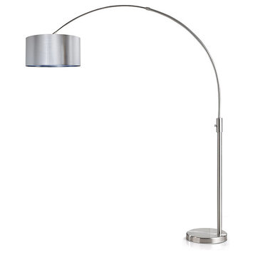 Orbita Arch Floor Lamp, Dimmer, 12W Dimmable LED Bulb Included, Drum Shade, Brus