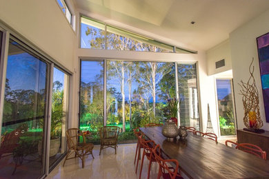 This is an example of a contemporary family room in Brisbane.