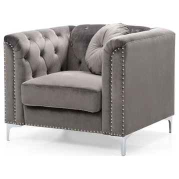 Glory Furniture Pompano Velvet Chair in Dark Gray