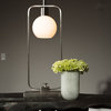 Crosby Table Lamp, Brushed Nickel Finish on Metal Body, Opal Glass Shade