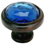 Cosmas - Cosmas 5317ORB-BL Oil Rubbed Bronze and Blue Glass Round Cabinet Knob - Manufacturer: Cosmas
