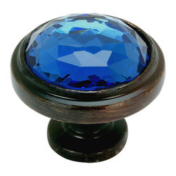 Cosmas - Cosmas 5317ORB-BL Oil Rubbed Bronze and Blue Glass Round Cabinet Knob - Cabinet And Drawer Knobs