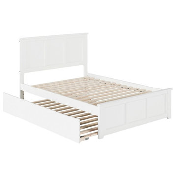 AFI Madison Solid Wood Full Platform Bed with Full Trundle in White