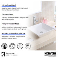 Karran VC-603-WH Valera 16" Vitreous China Vessel Bathroom Sink, White