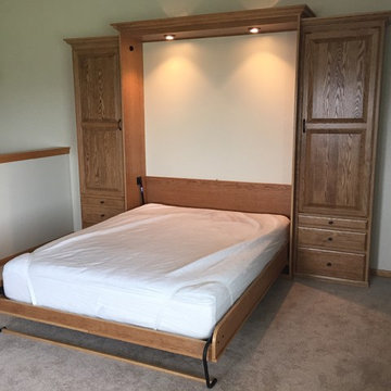 Golden Oak Murphy Bed With Matching Hutches