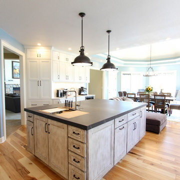 White and Gray Kitchen with Massive Storage Solutions