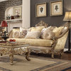 Traditional Style Metallic Bright Gold & Champagne Finish Sofa
