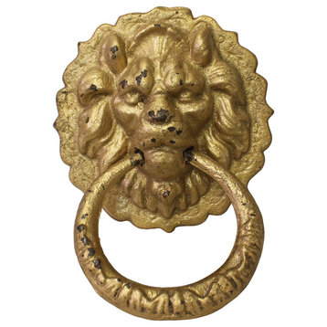 Metal Distressed Matte Gold Color Lion Head Shape Pull Handle Display Hcs3864