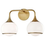 Hudson Valley Lighting - Reese 2-Light Wall Sconce, Aged Brass - With a shade encompassing another shade within it, Reese spins a glossy beauty. The metal rim on the outer shade and the peeking-out inner shade are a couple details contributing to its elegance.